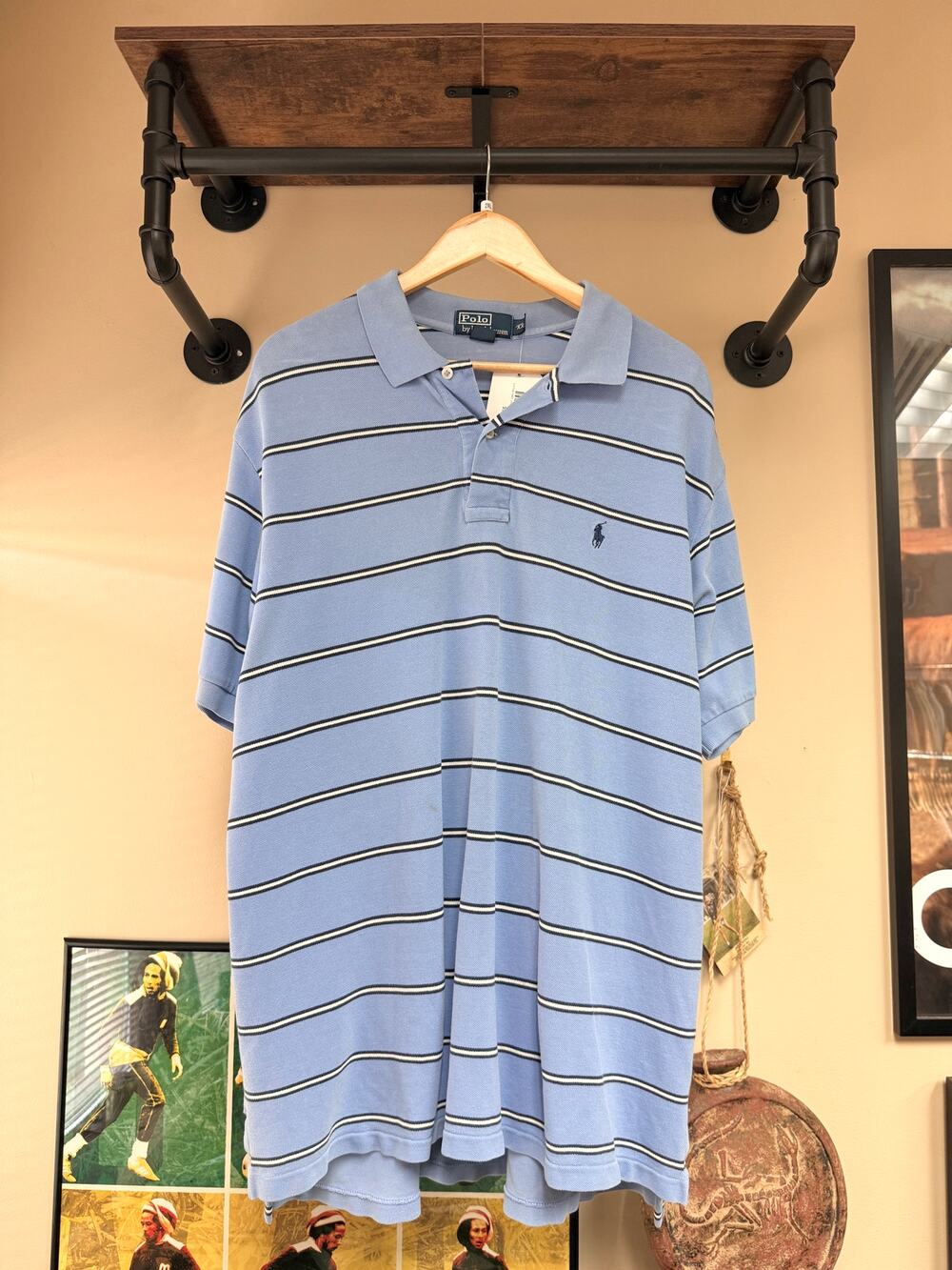 Y2K Polo Ralph Lauren Vintage Blue Striped Pony Shirt Rugby by RRL Sport